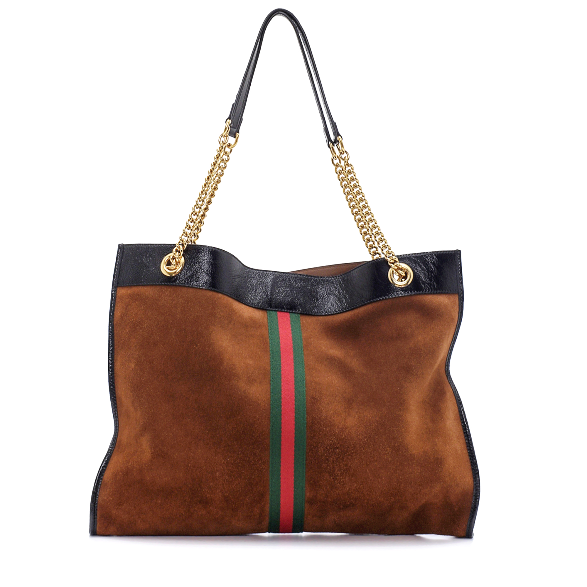 Gucci - Brown Suede & Black Leather Rajah Tote Bag